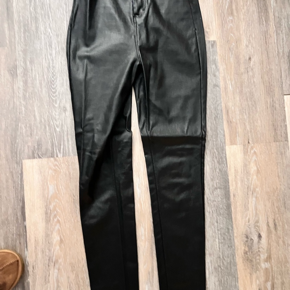 Cropped Black Waxy Pants